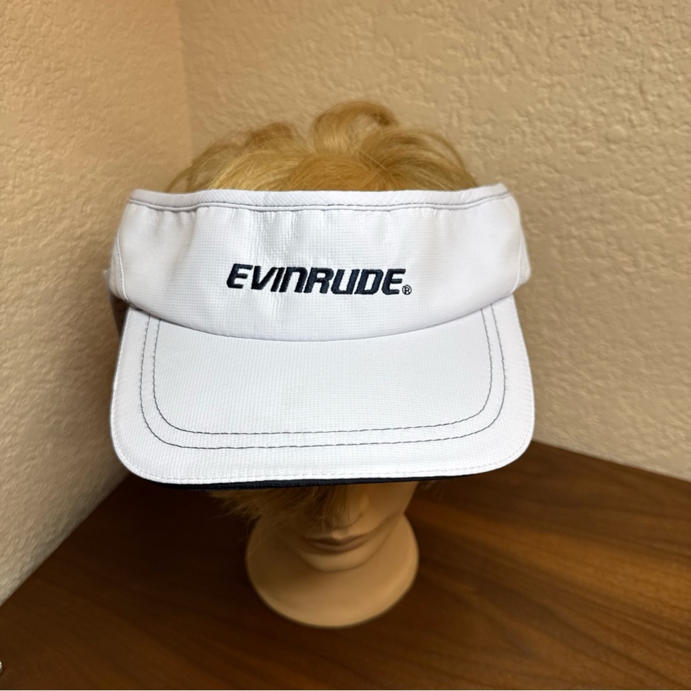 New Evinrude Visor Cap Hat White Adjustable Back Strap Embroidered One Size